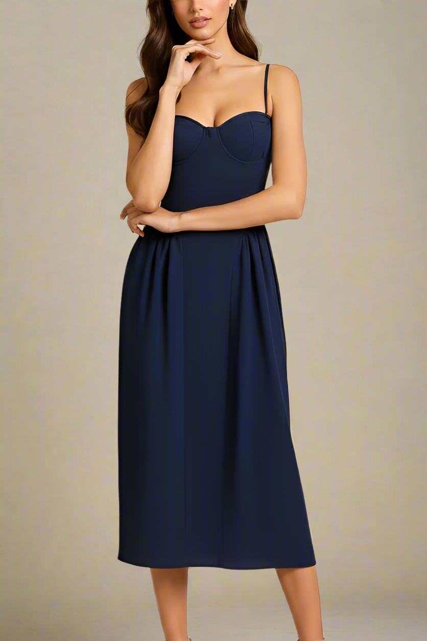 Everly Midi Dress - Navy Blue (Sale)