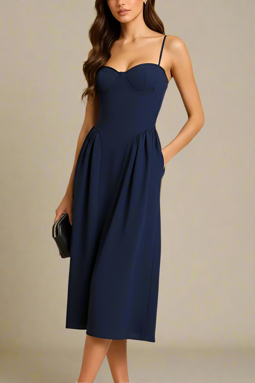 Everly Midi Dress - Navy Blue (Sale)