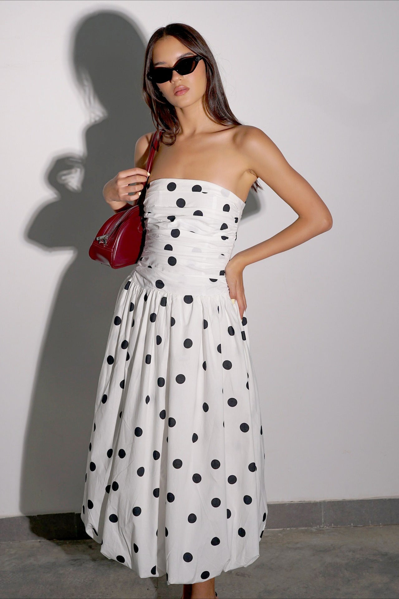 Polka Dot Strapless Bodycon Maxi Dress 4