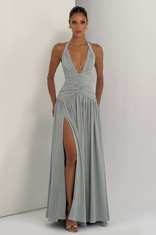 Halter Backless Slit Bodycon Party Dress
