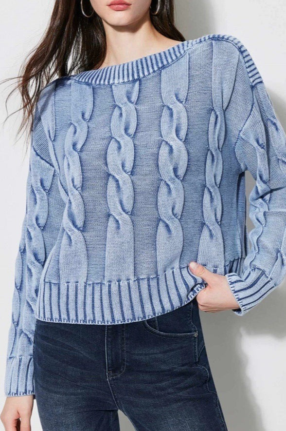 Vintage Cable Knit OffShoulder Sweater