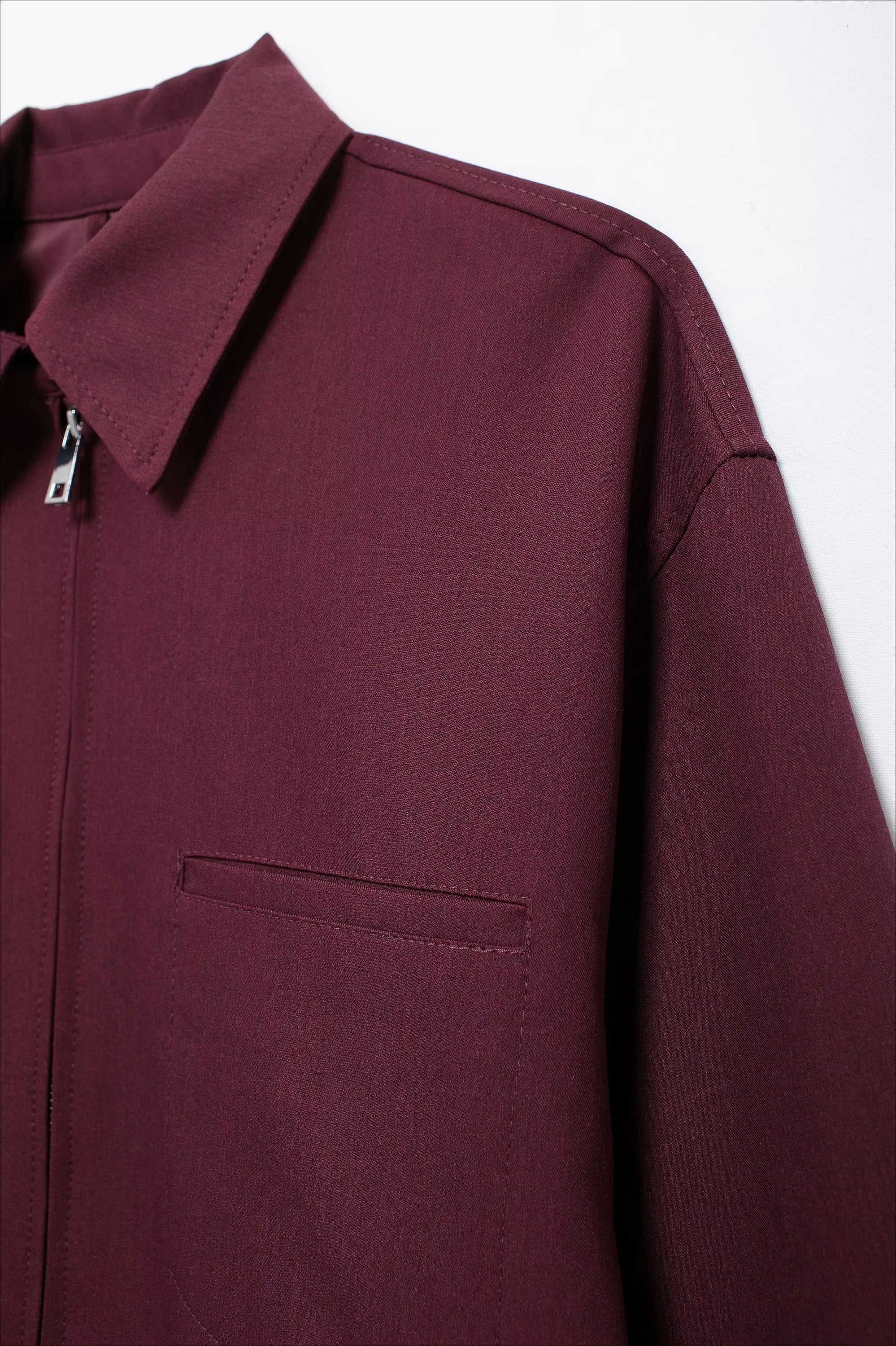 Burgundy Casual Zip Jacket