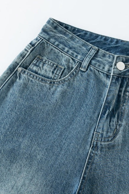High Waist Relaxed Fluid Straight Jeans