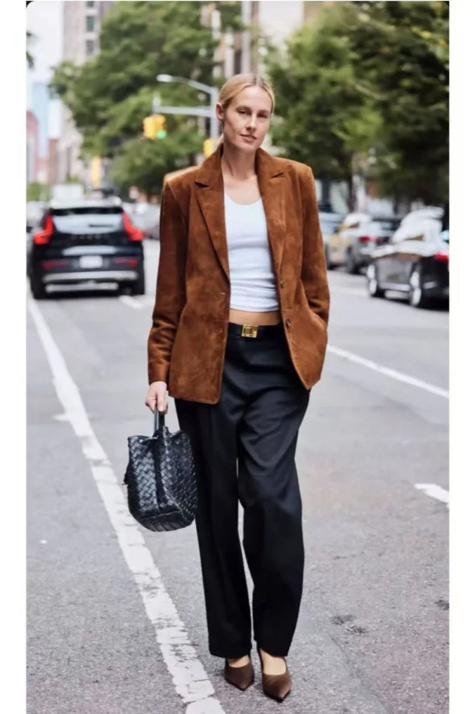 Suede TwoButton Casual Blazer