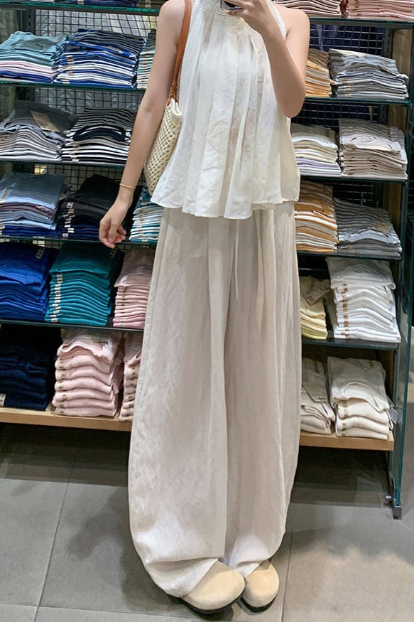 Tencel Linen Relaxed Wide Leg Pants