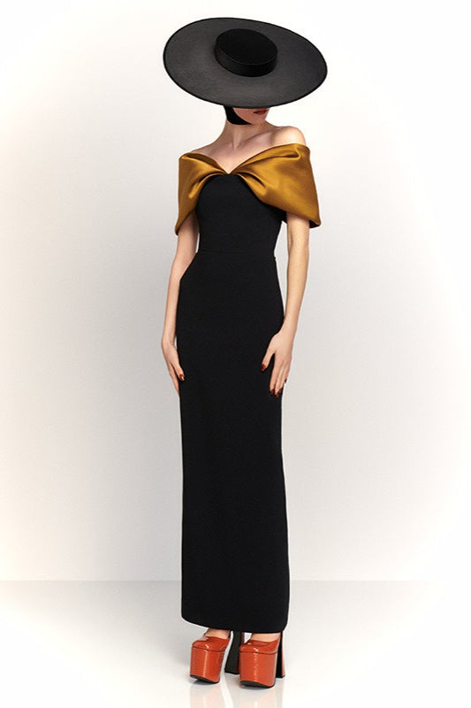 Off-Shoulder Slim Fitted Maxi Party Dress