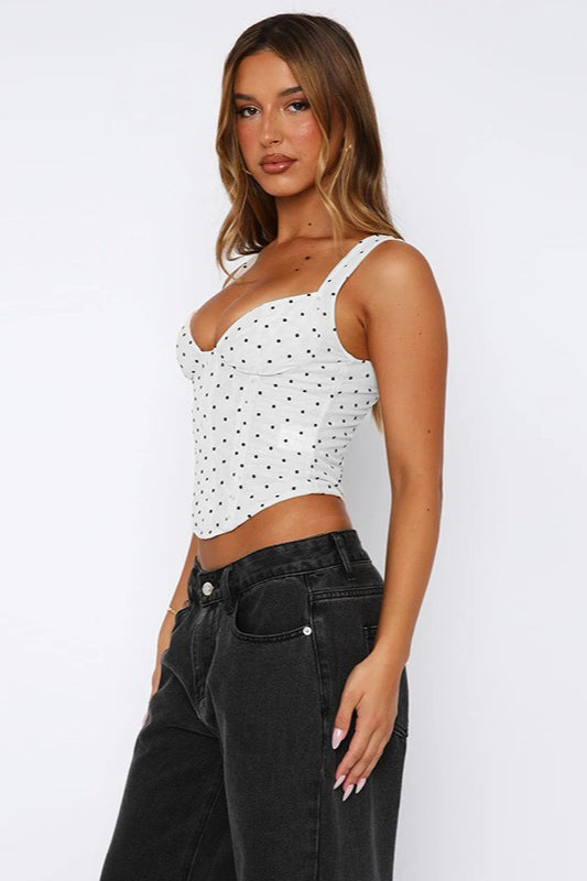 VNeck Polka Dot Bustier Corset