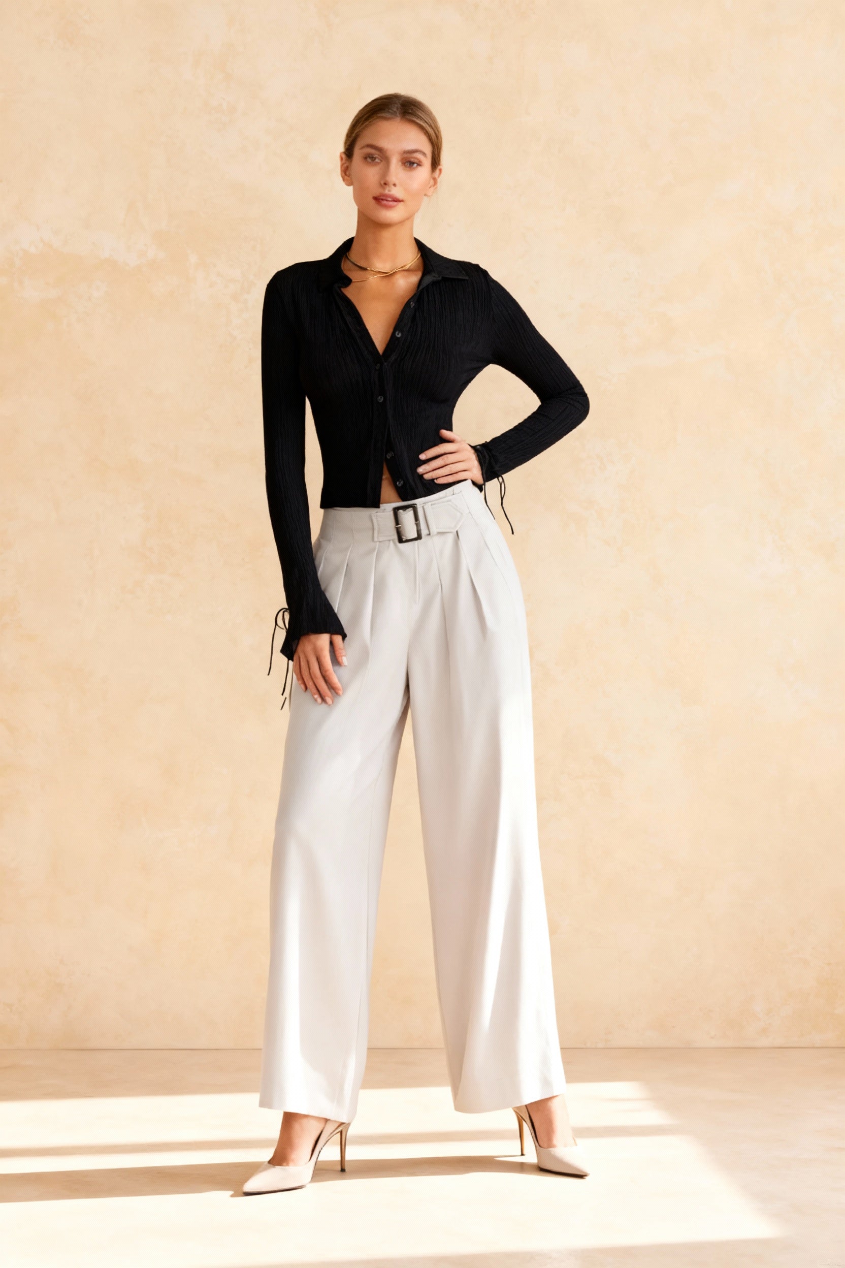 Long Sleeve Casual TurnDown Collar ButtonDown Knit Top