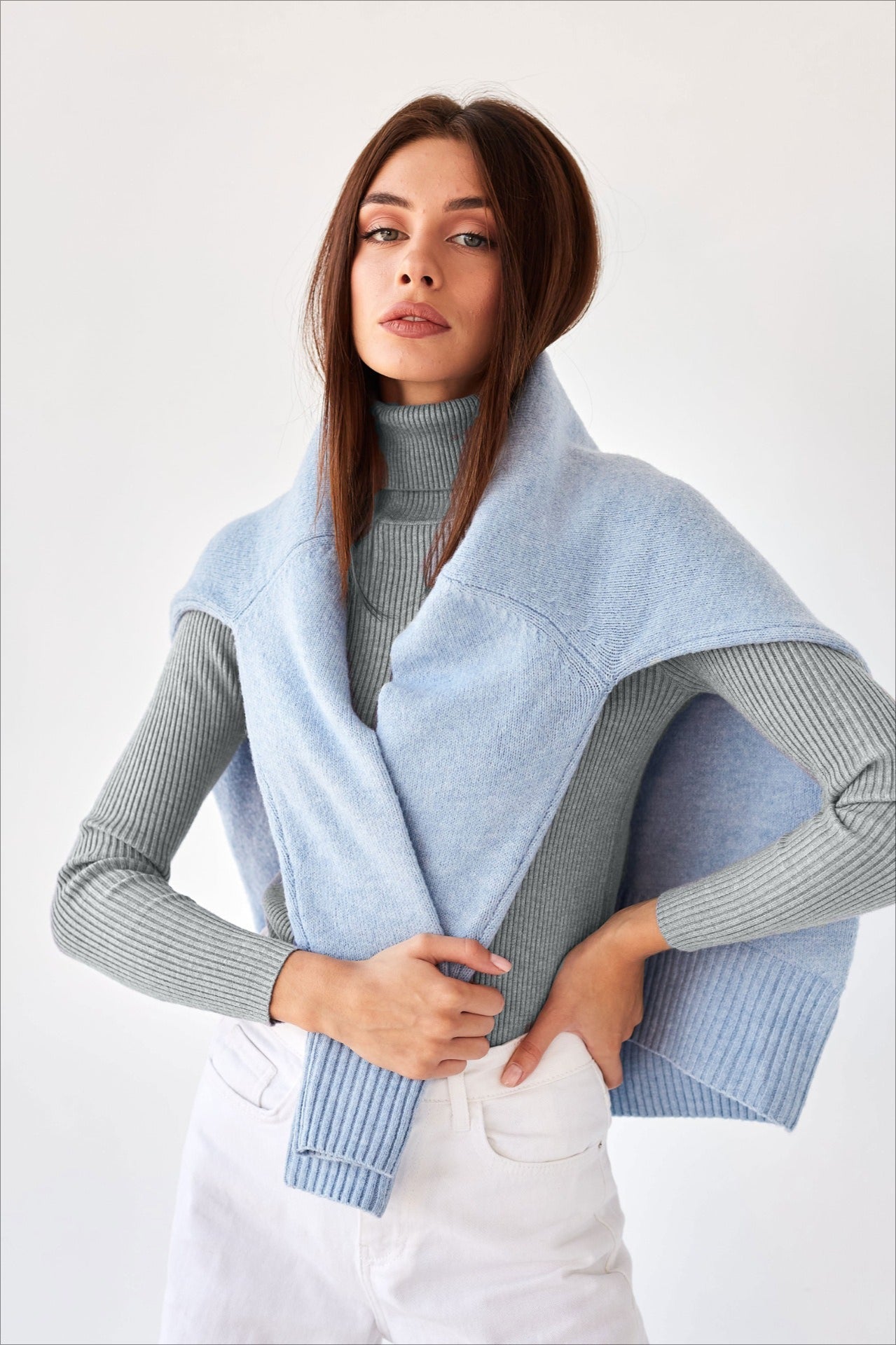 High Neck Pullover Slouchy Knit Sweater