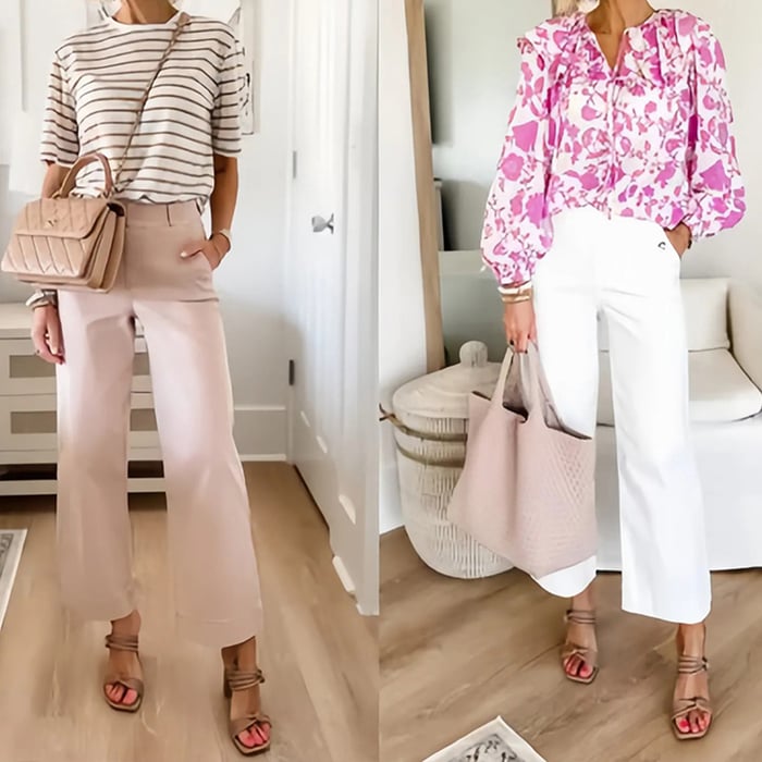 Stretch Twill Cropped Wide Leg Pants