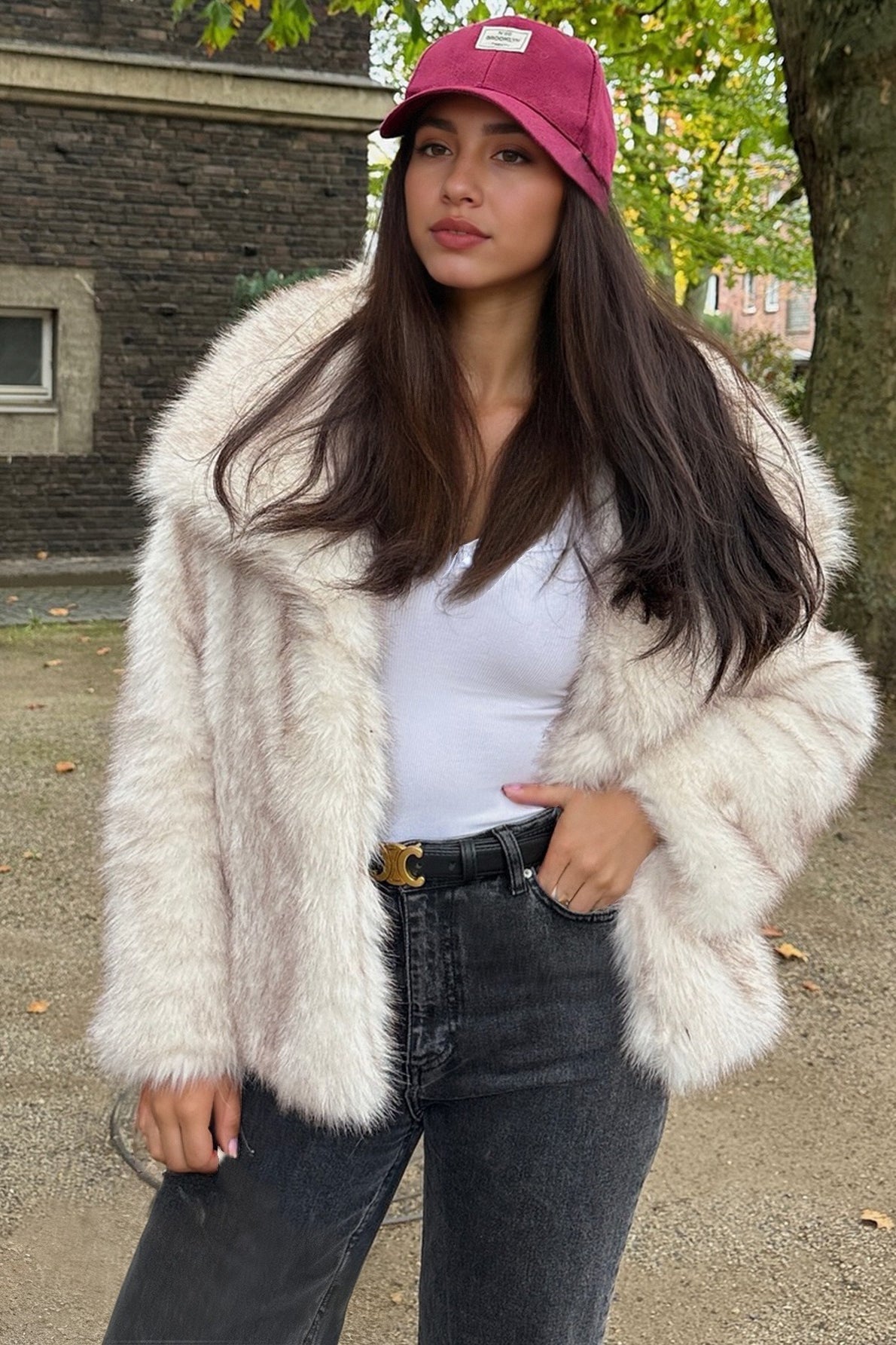 Faux Fox Fur Wide Collar Warm Loose Winter Coat