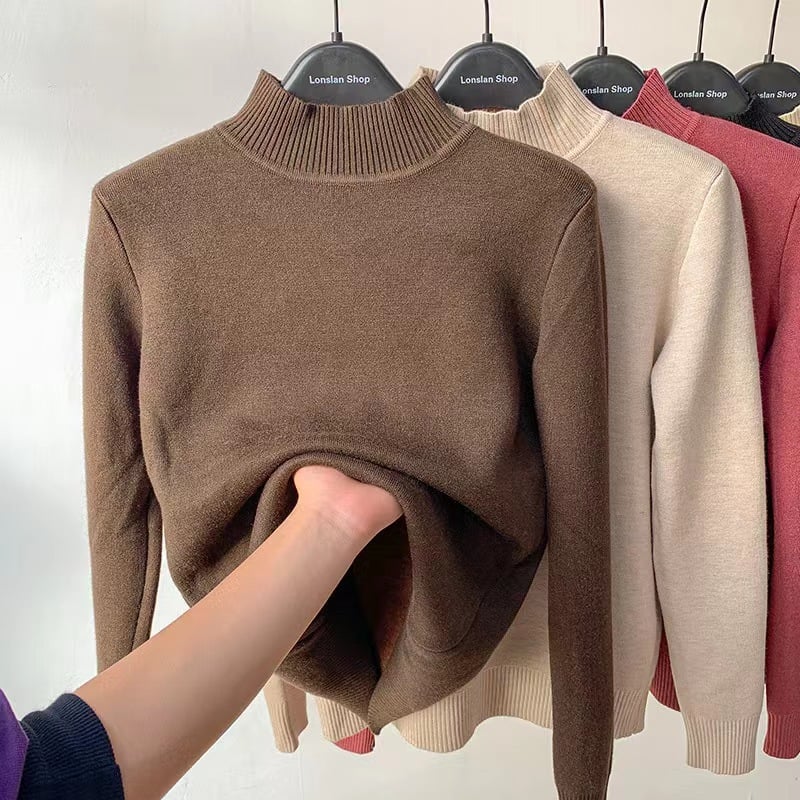Winter fleece thick knitted bottoming shirt