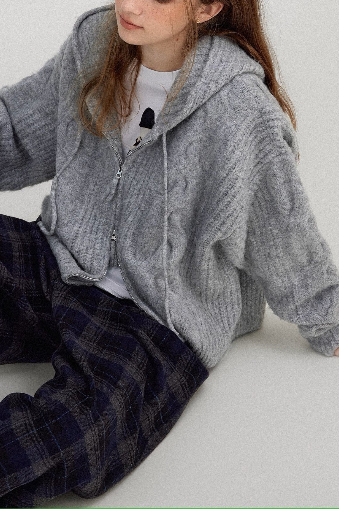 Cable Knit Hooded Soft Wool Cardigan