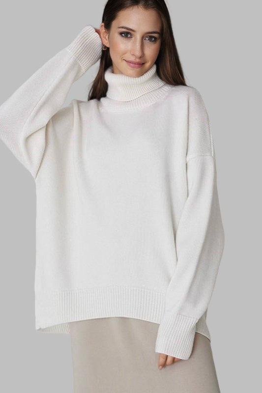 Versatile Solid Turtleneck Euro Sweater