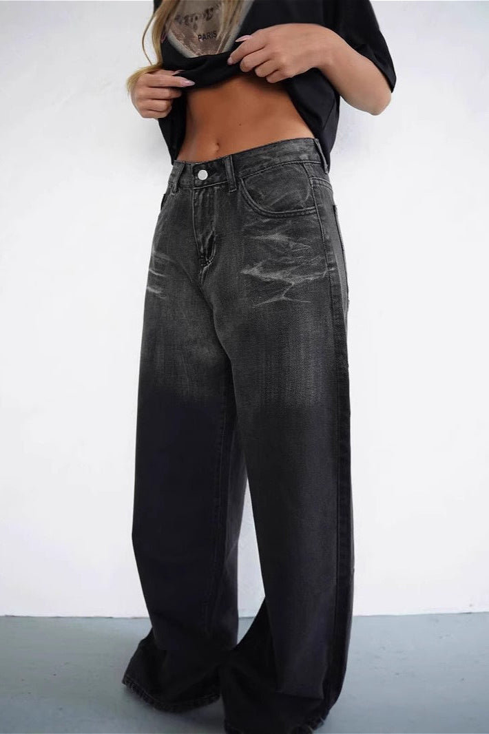 Ombre Distressed Low Waist Trendy Jeans