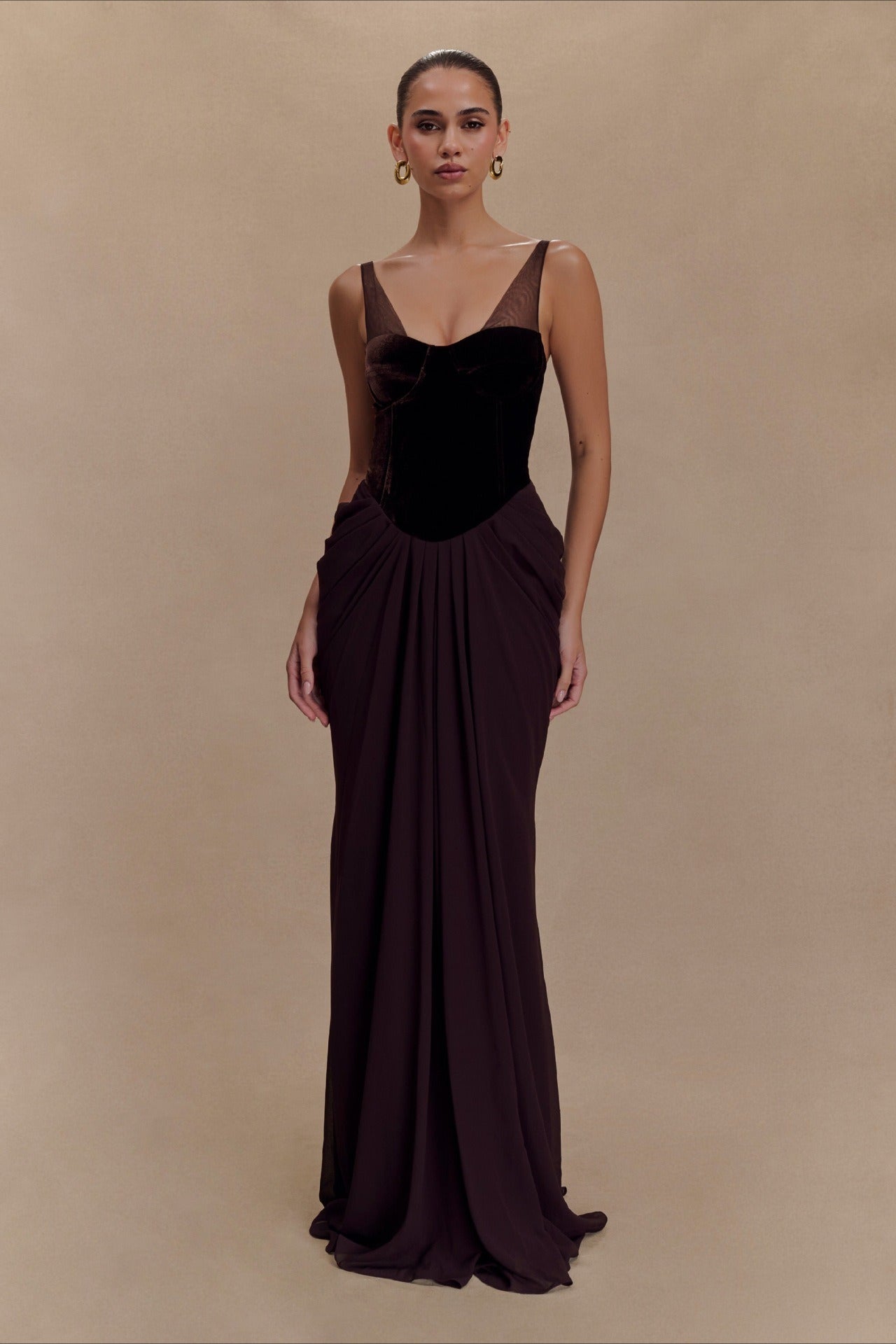 Spaghetti Strap Backless Mesh Paneled Party Dress
