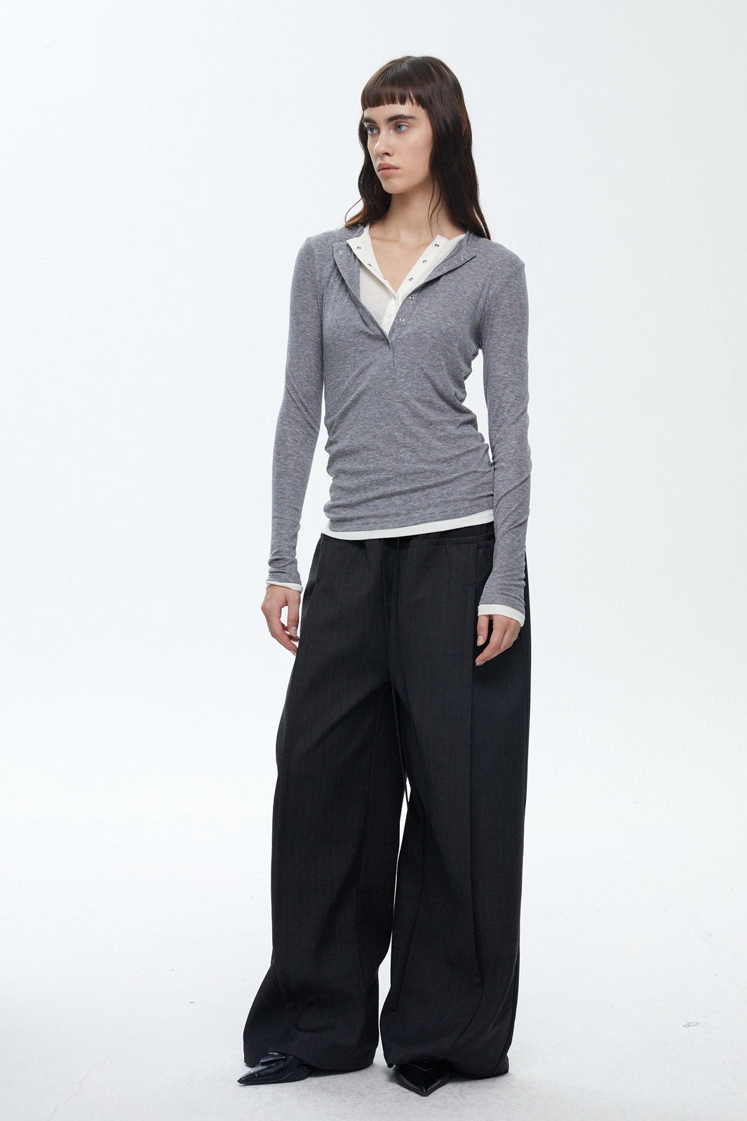 Henley Neck TwoinOne Knit Top