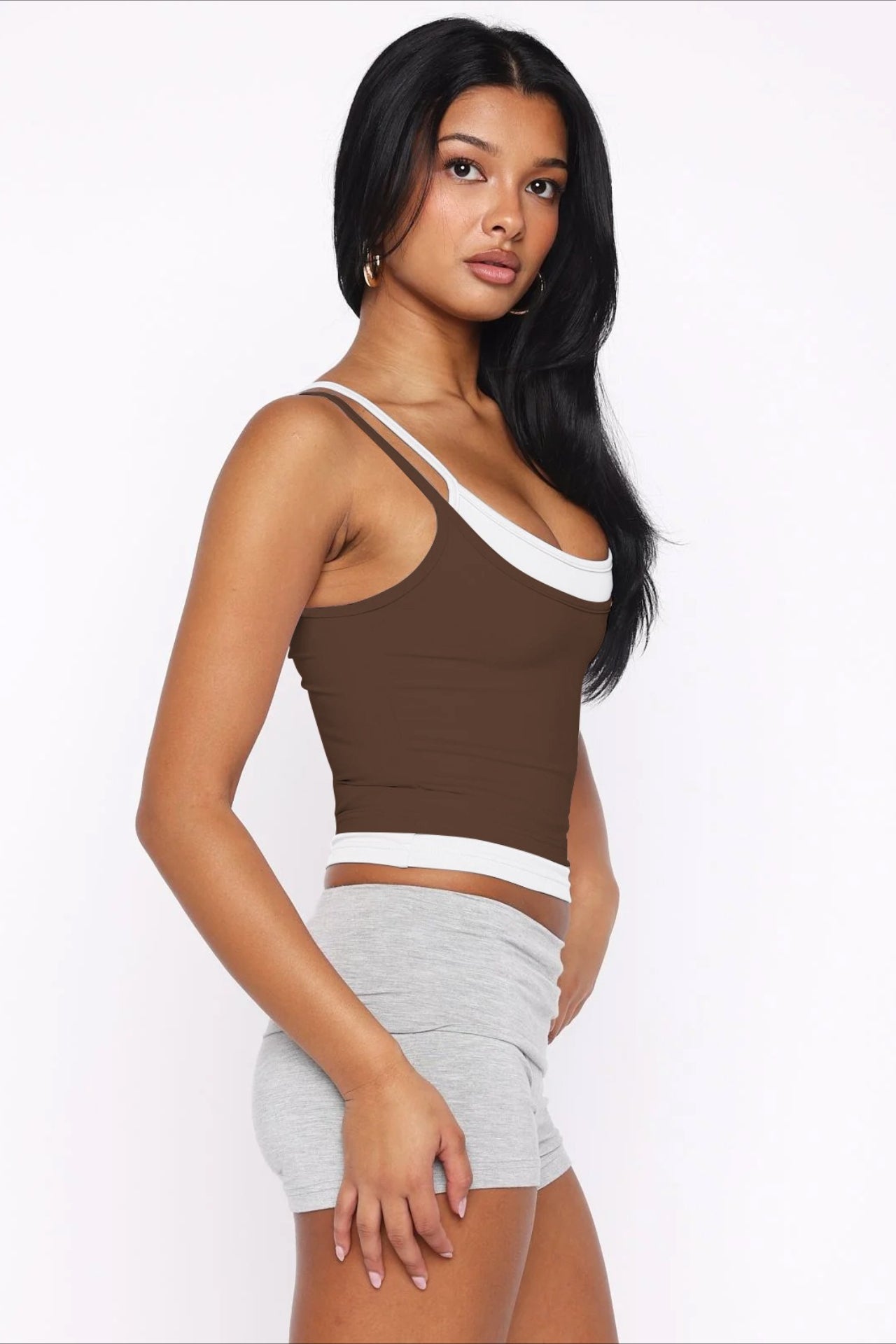 Faux Two Piece Spaghetti Strap Sexy Tank Top