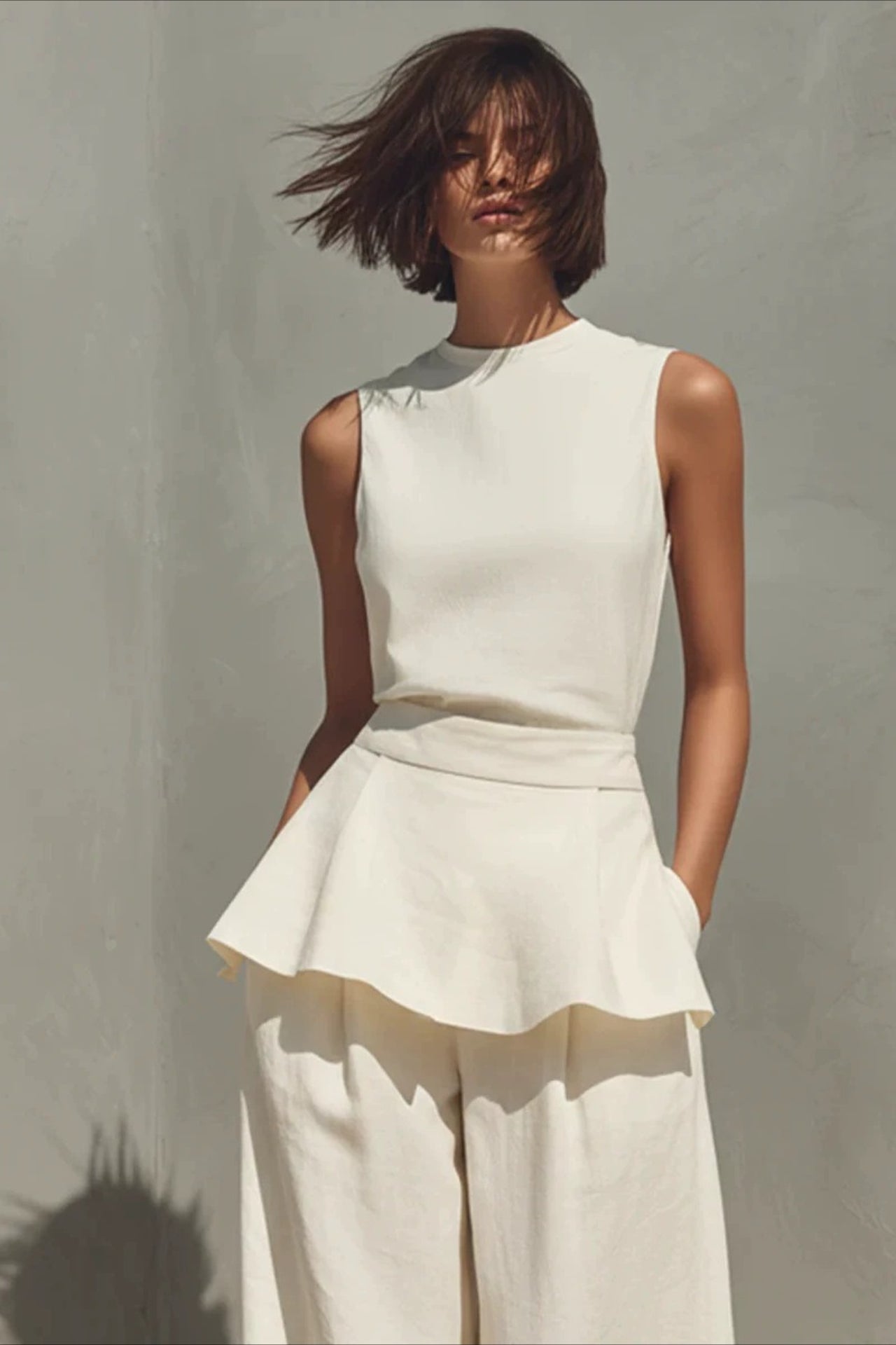 Sleeveless Minimalist Casual Two Piece Work Set