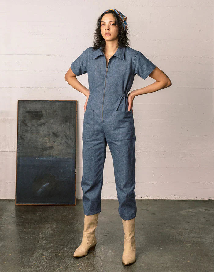 Summer solid color casual fashion zipper jumpsuit