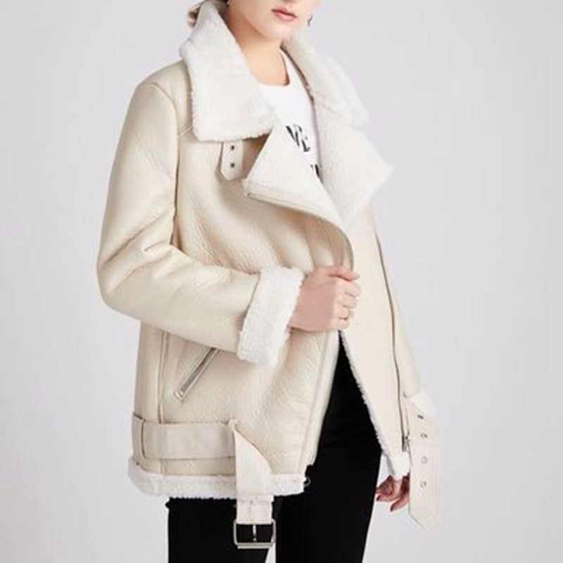 Amy Fashion  New Faux Leather Double Sided Coat