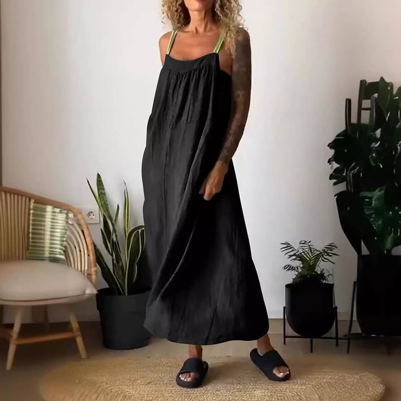 Simple Cotton Linen Sling Dress