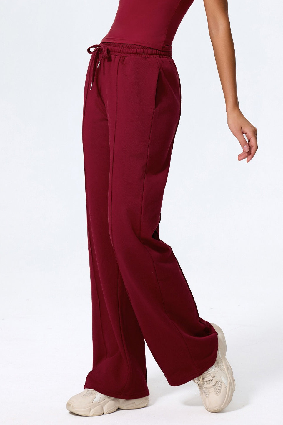 Relaxed Straight Leg  High Waist Knit Pants