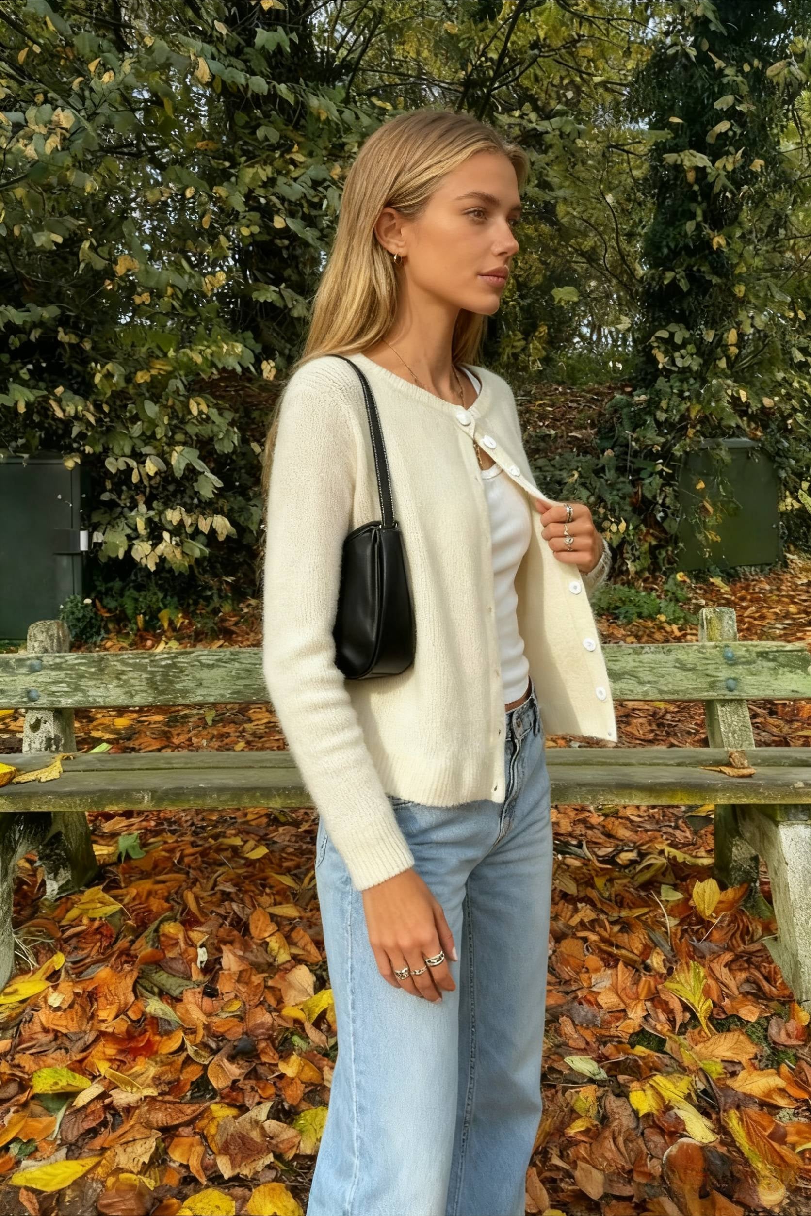 Retro Round Neck Long Sleeve Knit Cardigan