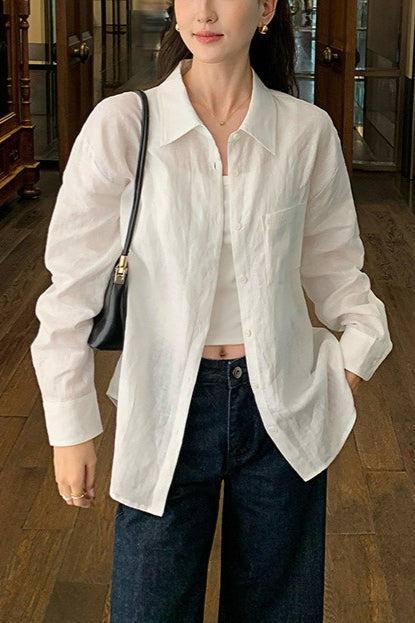 Linen Slim Fit Casual Blouse