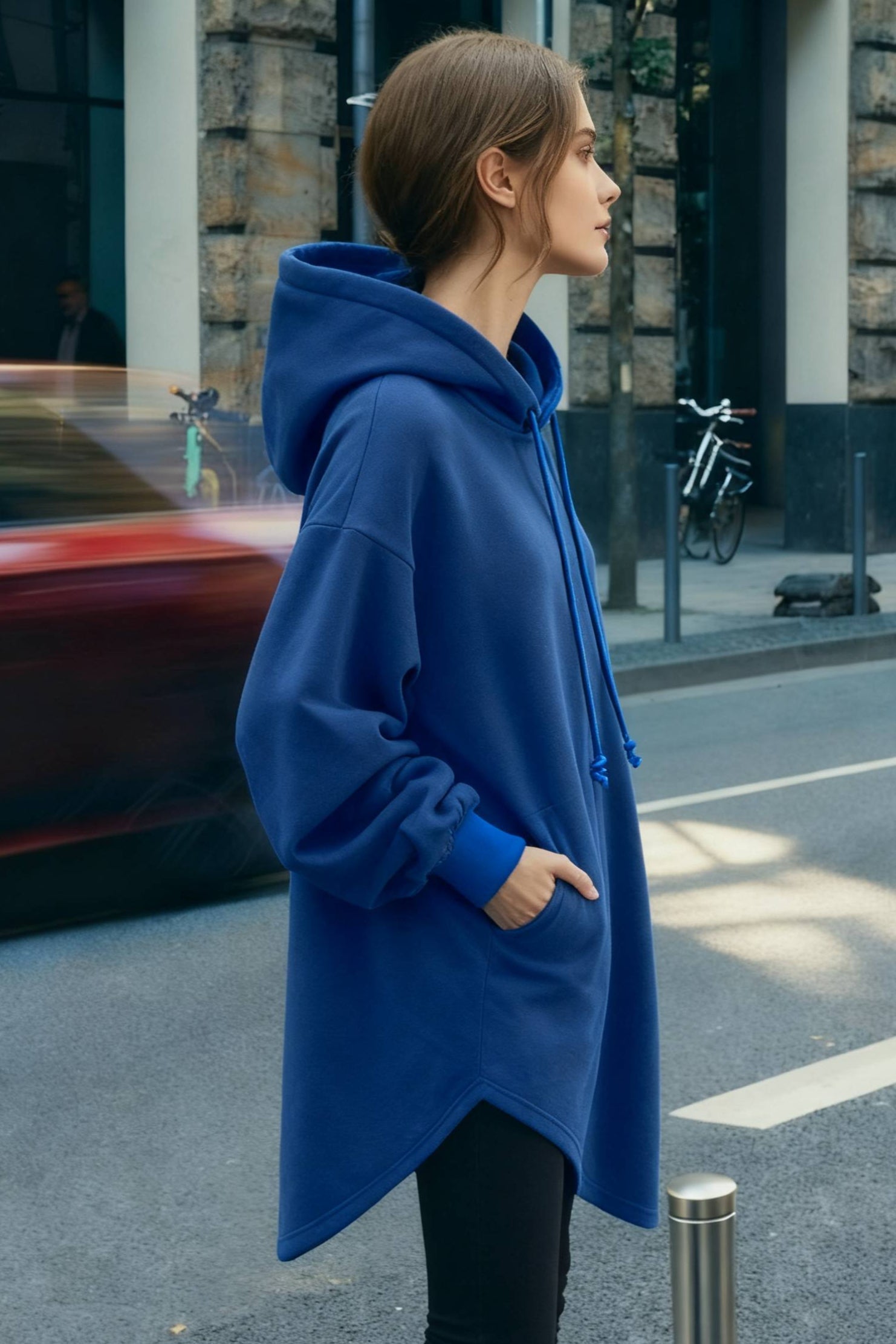 Pullover Loose Hoodie Casual  Drawstring Oversized  Women's Long Solid Sweatshirt Autumn Arm Streetwear