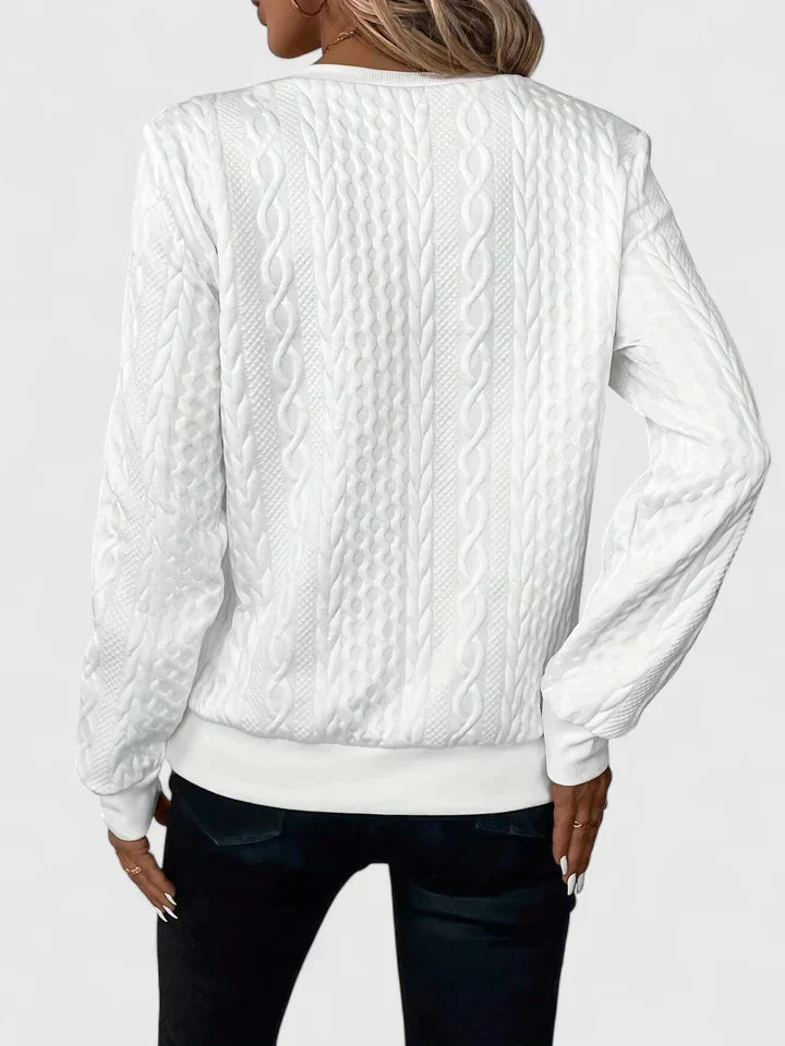 Quarter Zip Cable Knit Textured Long Sleeve Sweater