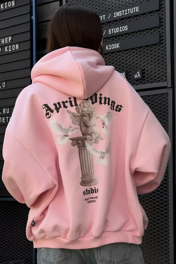 Sweet & Spicy Back Print Loose Zip Hoodie
