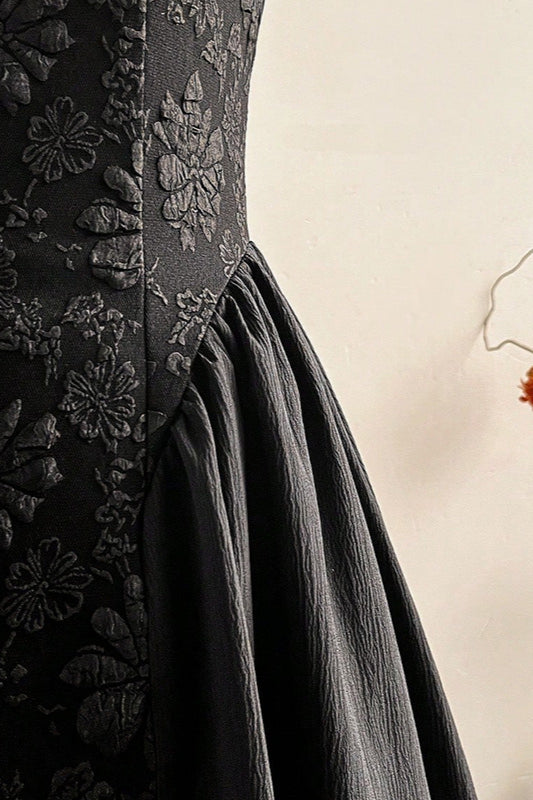 Black Embroidered Sleeveless Midi Dress 6