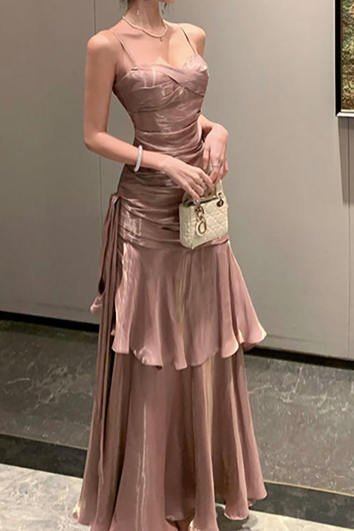 Chiffon Spaghetti Strap Maxi Dress 5