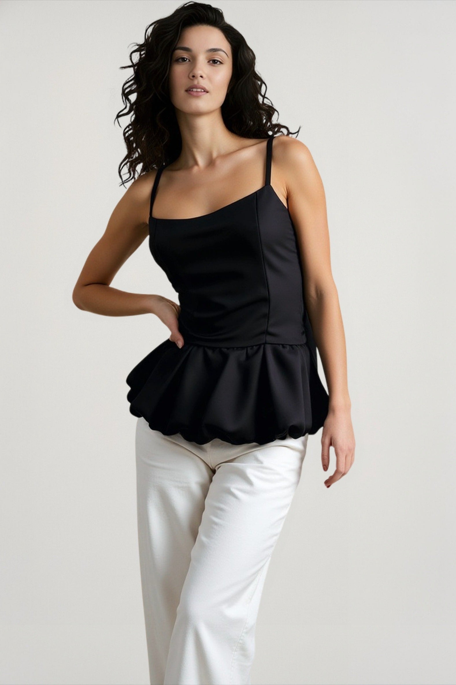 Satin solid waist cami top