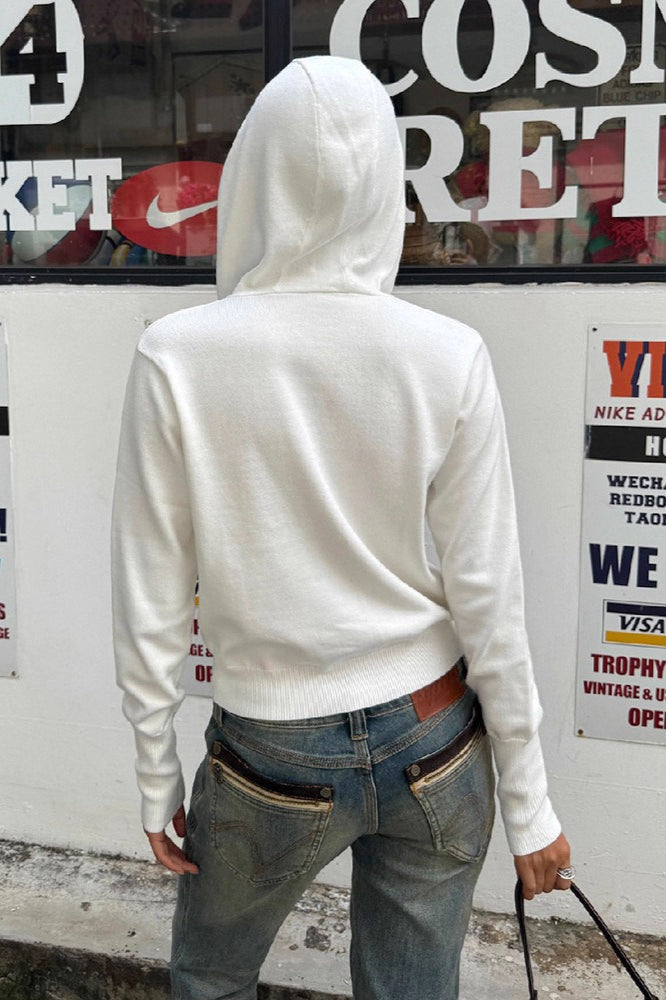 Slim-Fit Knit Zip-Up Cropped Hoodie