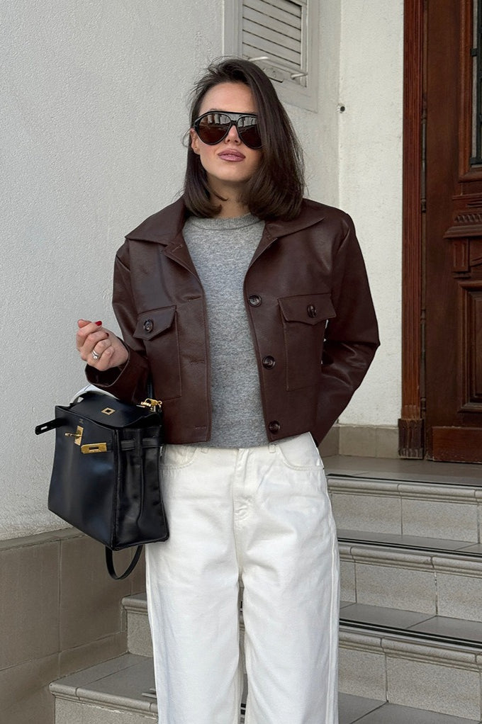 Vintage Short Moto Leather Jacket