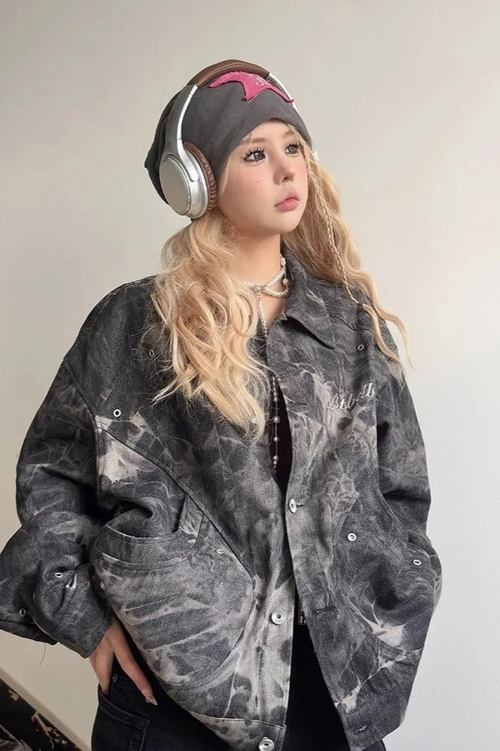 Vintage Y2K TieDyed Denim Jacket