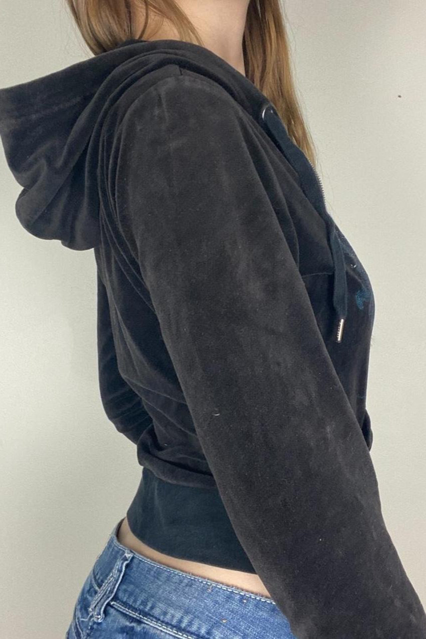 Printed Rhinestone ZipUp Hoodie