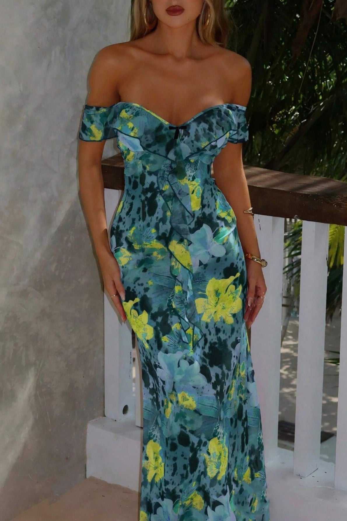 Tube Tie Lace Mid Waist Print Slim Bodycon Dress