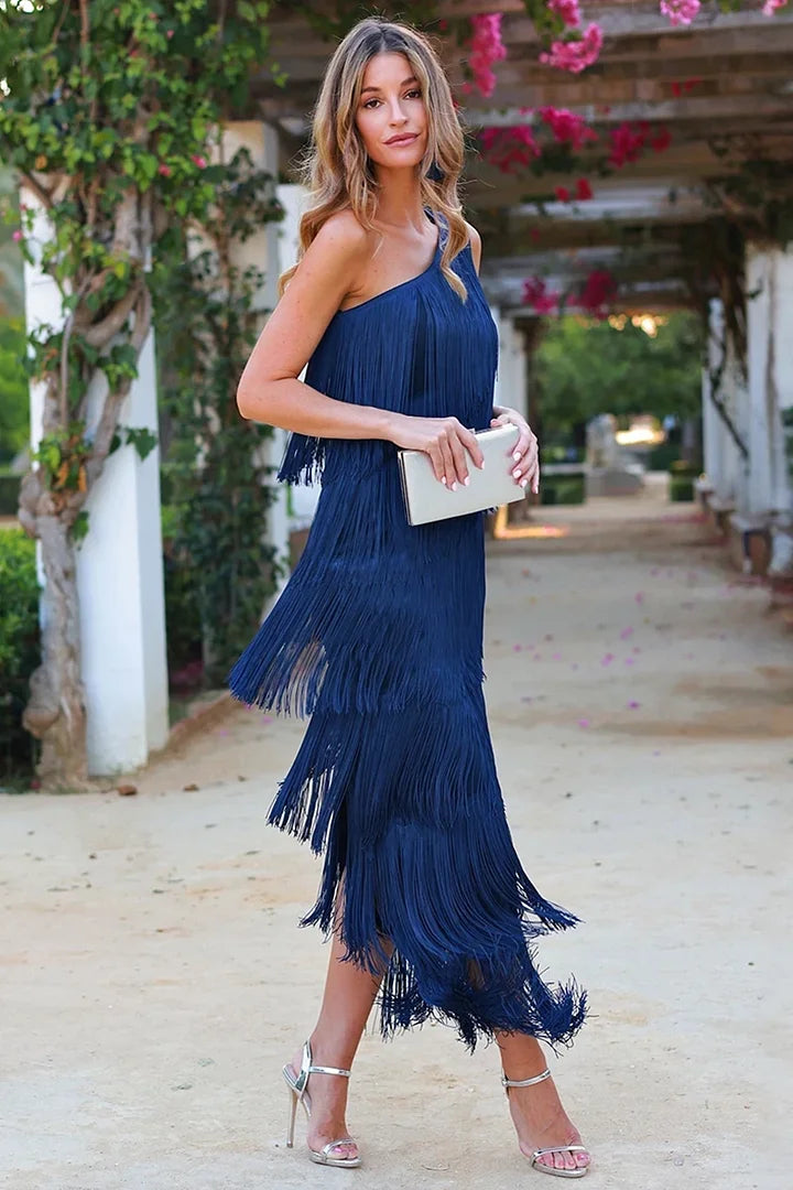 Galatea Chic One Shoulder Dress Elevated Occasion Wear
