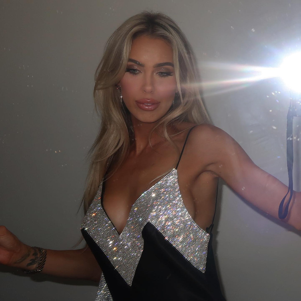 Black Rhinestone Strap Crystal Embellished V-Neck Satin Bodycon Maxi Dress