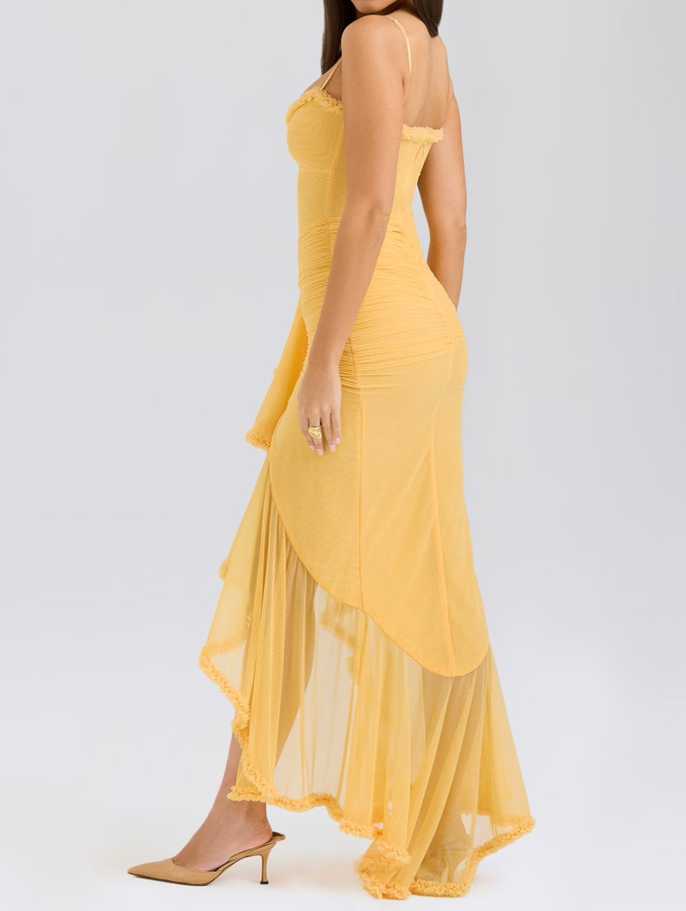 Allure Ruffled Front Gown