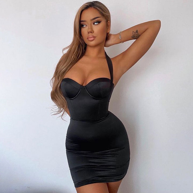 Halter Neck Graceful Black Maxi Dress S / Party Dresses-L