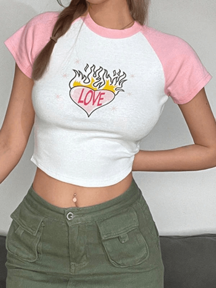 Heart Print Graceful Pocket Patch Jeans