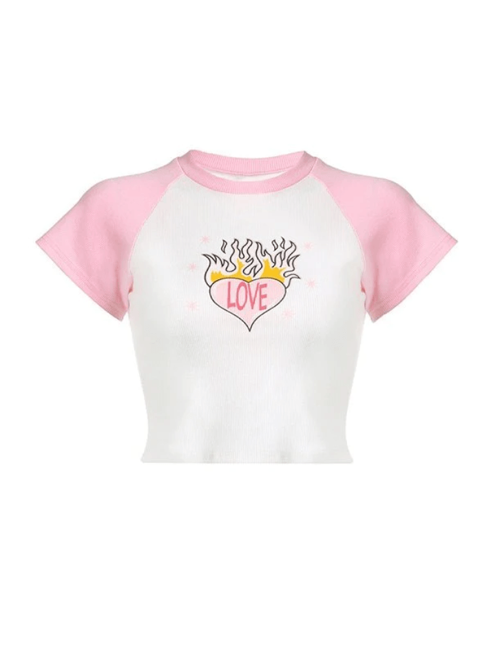 Heart Print Graceful Pocket Patch Jeans