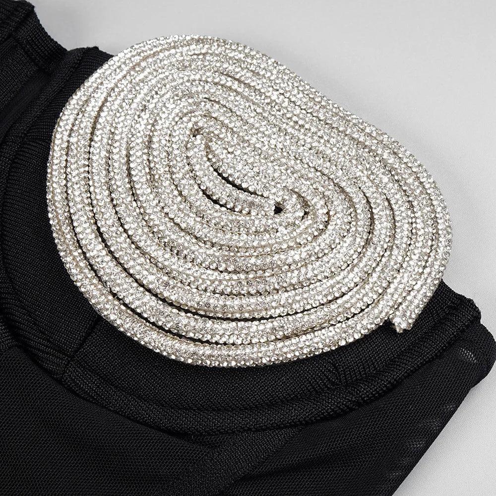 Strapless Rhinestone Heart Bustier Corset A-Line Mini Dress