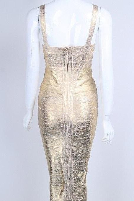 Heidi Bandage Midi Dress - Gold (Sale)