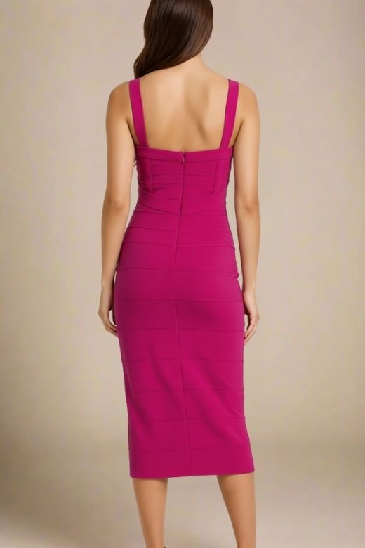 Heidi Bandage Midi Dress - Magenta Pink (Sale)