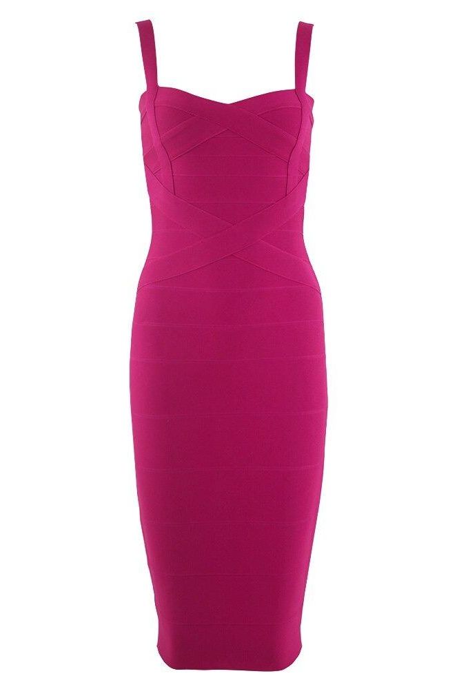Heidi Bandage Midi Dress - Magenta Pink (Sale)